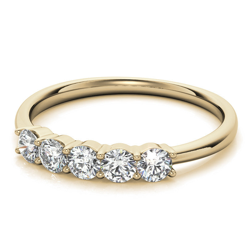 5-Stone Round Brilliant Moissanite Shared-Prong Ring 3mm 0.50ct