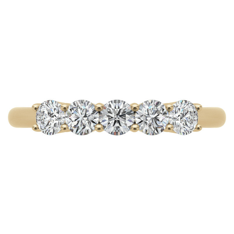 5-Stone Round Brilliant Moissanite Shared-Prong Ring 3mm 0.50ct