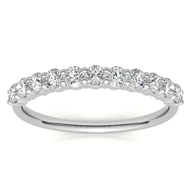 11-Stone Round Brilliant Moissanite Shared-Prong Ring - 2.5mm 0.66ct