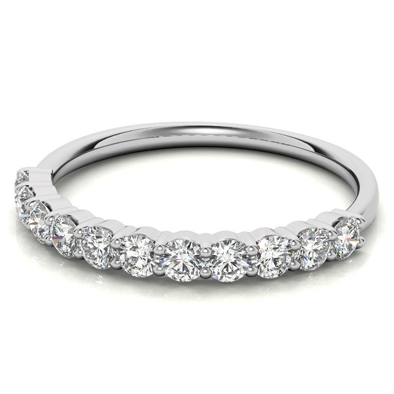 11-Stone Round Brilliant Moissanite Shared-Prong Ring - 2.5mm 0.66ct