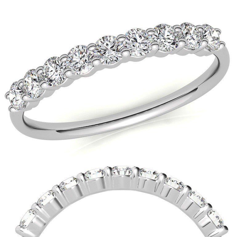 9-Stone Round Brilliant Moissanite Shared-Prong Ring 2.5mm 0.54ct