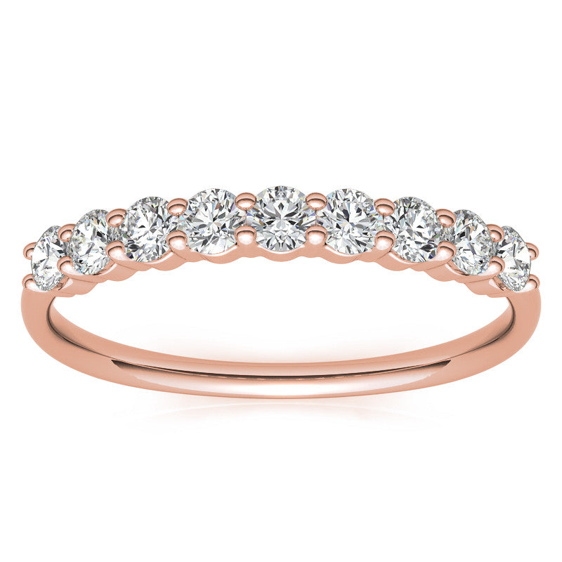 9-Stone Round Brilliant Moissanite Shared-Prong Ring 2.5mm 0.54ct