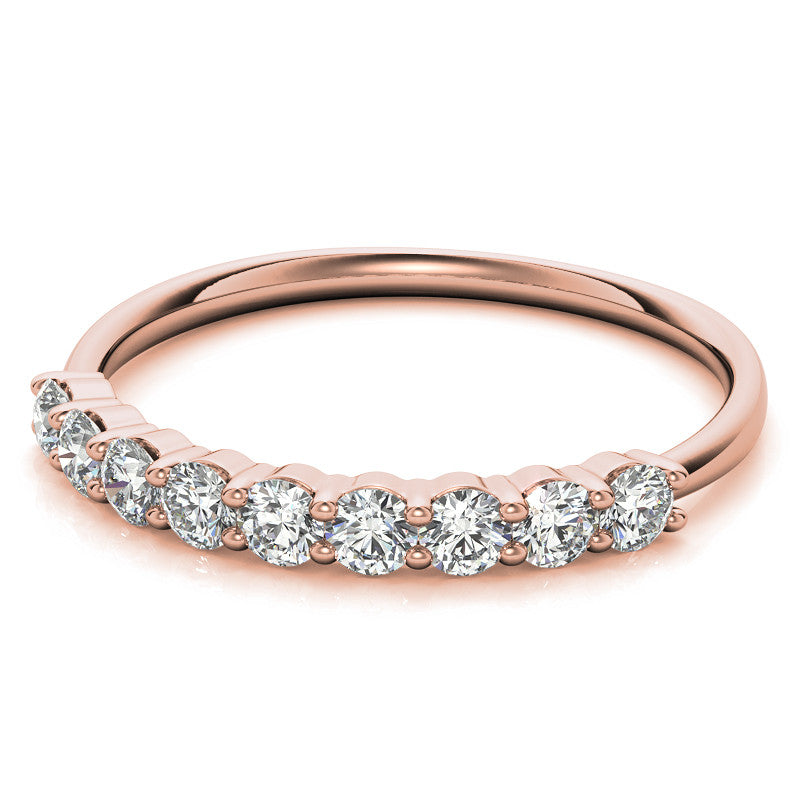 9-Stone Round Brilliant Moissanite Shared-Prong Ring 2.5mm 0.54ct