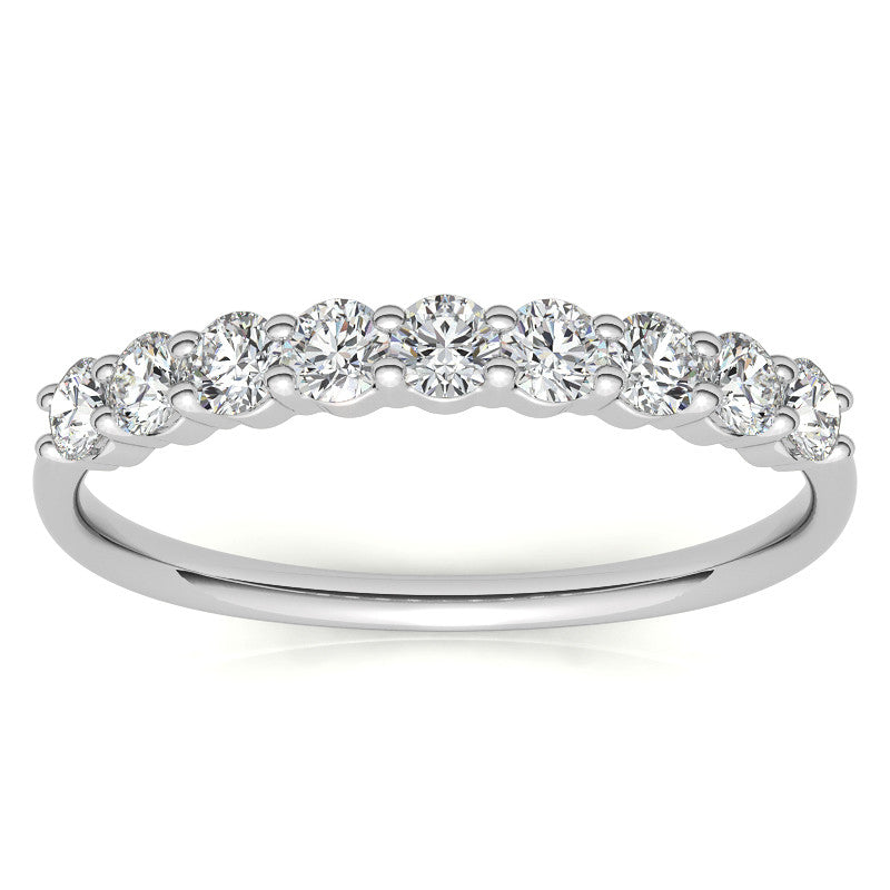 9-Stone Round Brilliant Moissanite Shared-Prong Ring 2.5mm 0.54ct