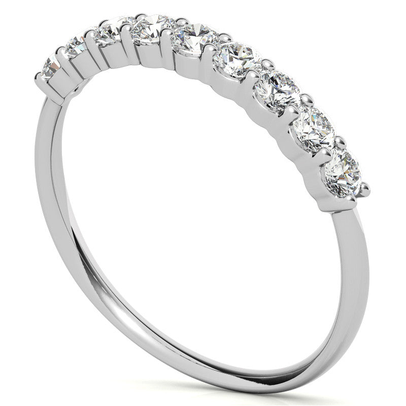 9-Stone Round Brilliant Moissanite Shared-Prong Ring 2.5mm 0.54ct