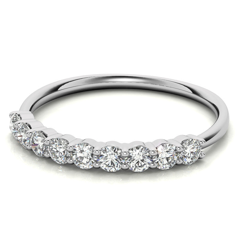 9-Stone Round Brilliant Moissanite Shared-Prong Ring 2.5mm 0.54ct