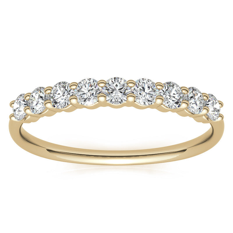 9-Stone Round Brilliant Moissanite Shared-Prong Ring 2.5mm 0.54ct