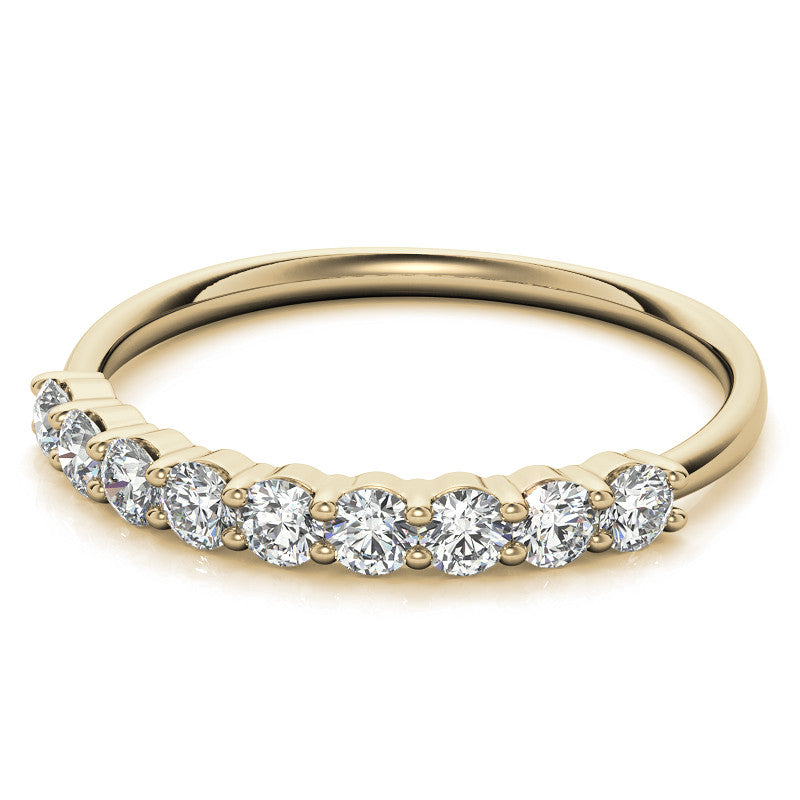 9-Stone Round Brilliant Moissanite Shared-Prong Ring 2.5mm 0.54ct