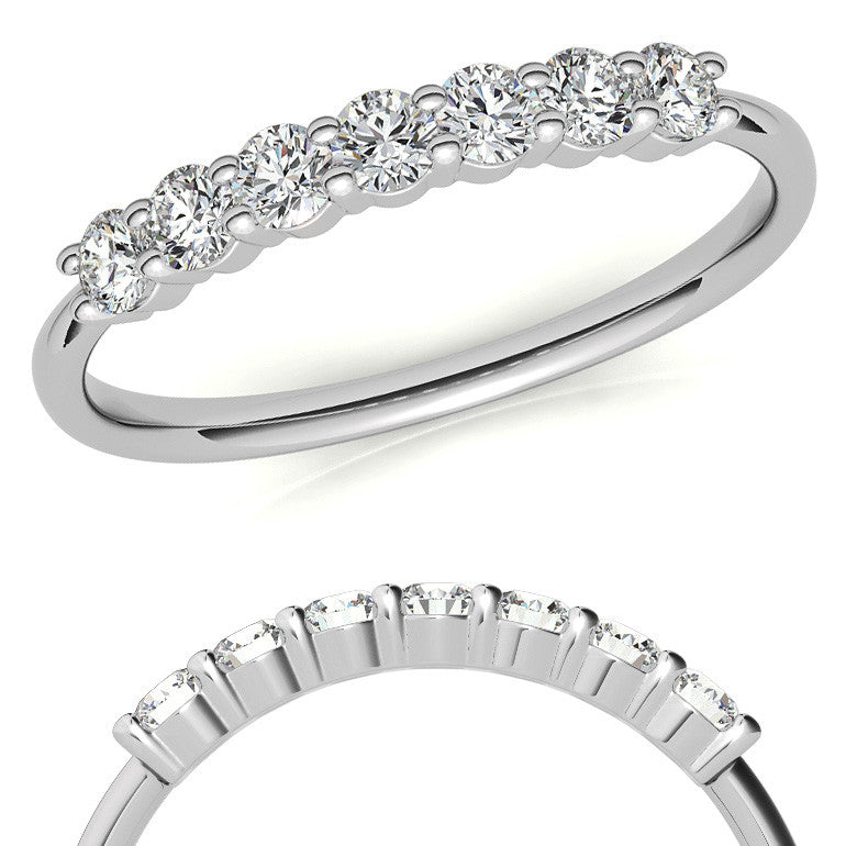 7-Stone Round Brilliant Moissanite Shared-Prong Ring 2.5mm 0.42ct