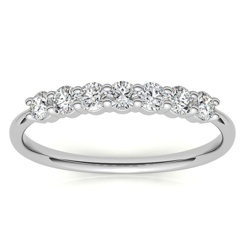 7-Stone Round Brilliant Moissanite Shared-Prong Ring 2.5mm 0.42ct
