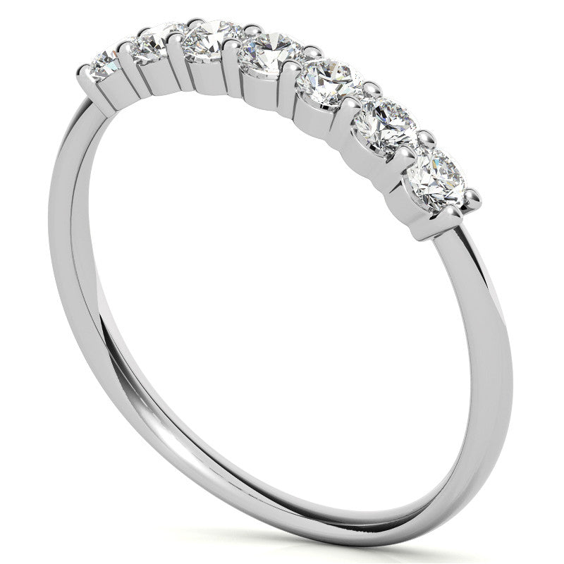 7-Stone Round Brilliant Moissanite Shared-Prong Ring 2.5mm 0.42ct