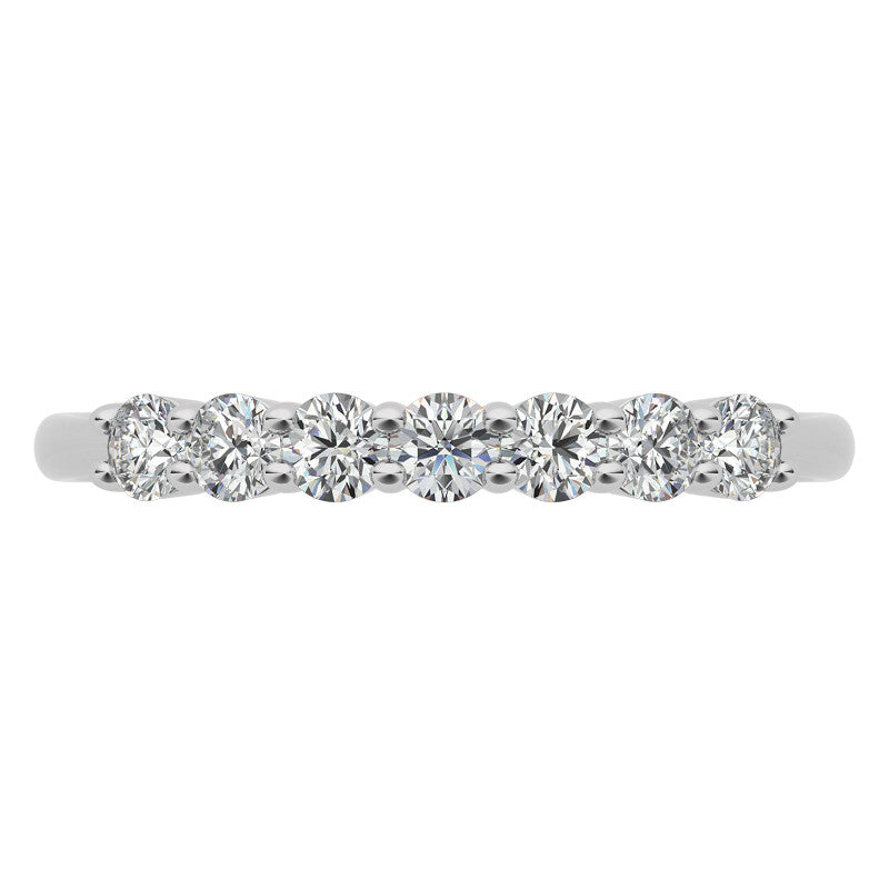 7-Stone Round Brilliant Moissanite Shared-Prong Ring 2.5mm 0.42ct