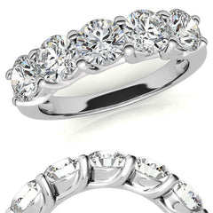 5-Stone Round Brilliant Moissanite Shared-Prong Trellis Ring 5mm 2.5ct