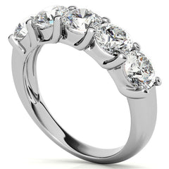 5-Stone Round Brilliant Moissanite Shared-Prong Trellis Ring 5mm 2.5ct