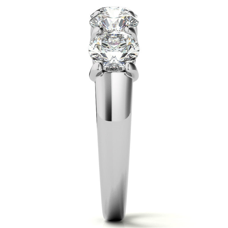 5-Stone Round Brilliant Moissanite Shared-Prong Trellis Ring 5mm 2.5ct
