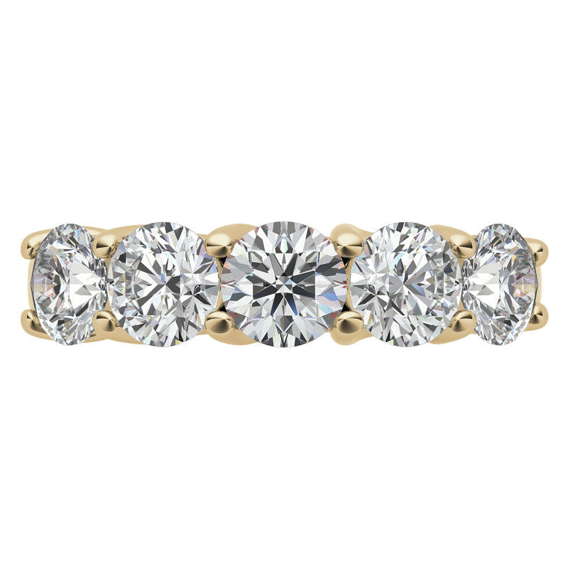5-Stone Round Brilliant Moissanite Shared-Prong Trellis Ring 5mm 2.5ct