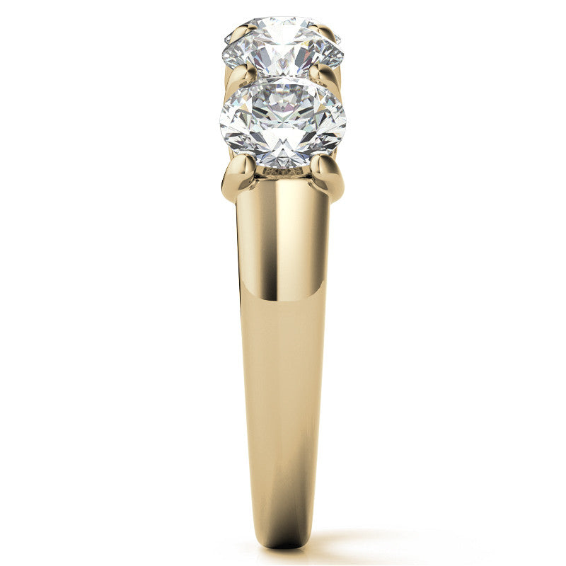 5-Stone Round Brilliant Moissanite Shared-Prong Trellis Ring 5mm 2.5ct