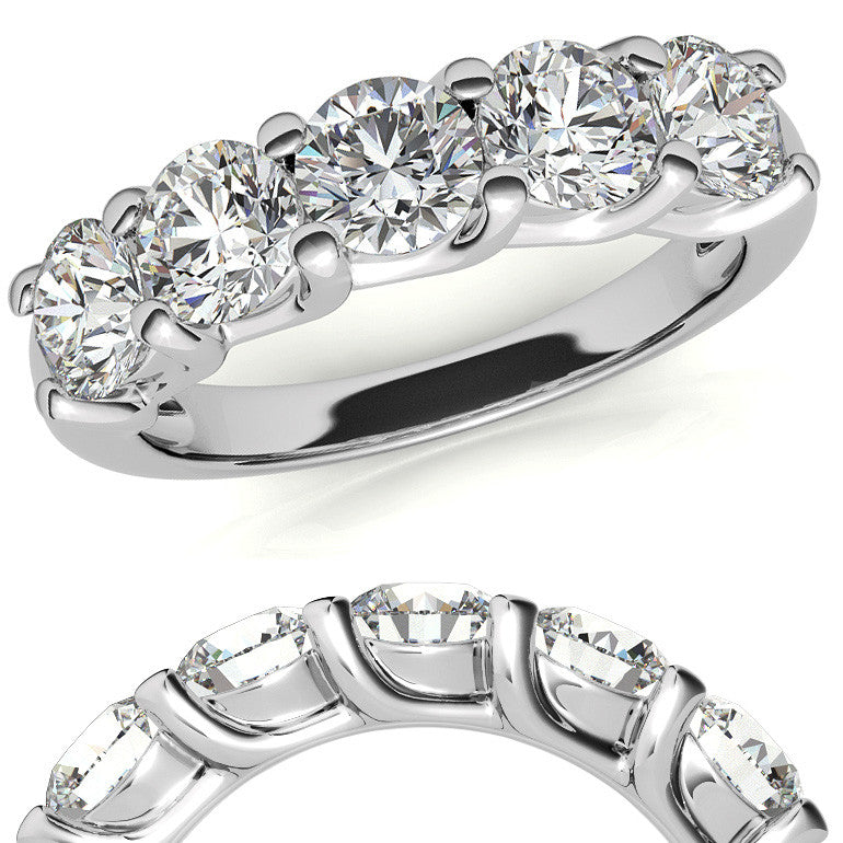 5-Stone Moissanite Shared-Prong Trellis Ring 4.5mm 1.66ct