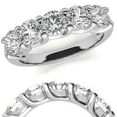 5-Stone Moissanite Shared-Prong Trellis Ring 4.5mm 1.66ct