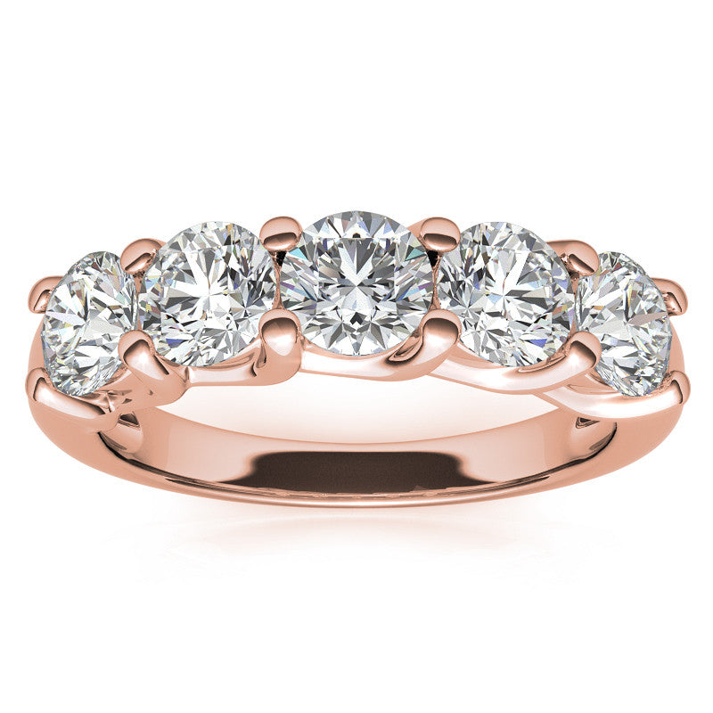 5-Stone Moissanite Shared-Prong Trellis Ring 4.5mm 1.66ct