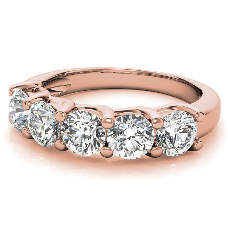 5-Stone Moissanite Shared-Prong Trellis Ring 4.5mm 1.66ct
