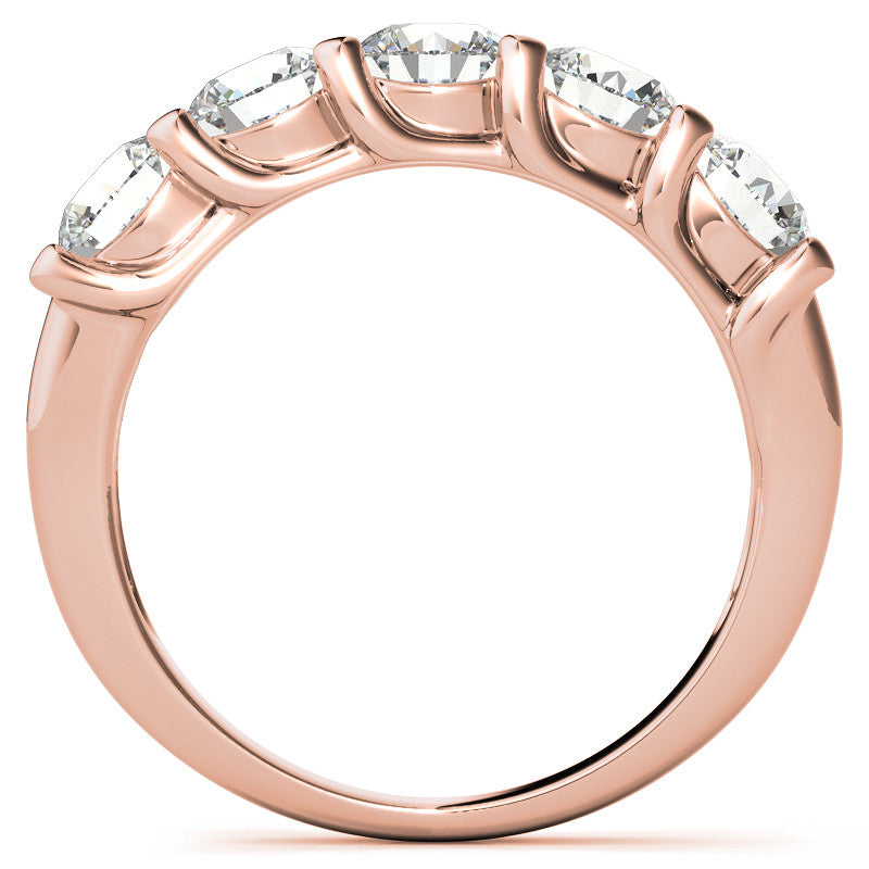 5-Stone Moissanite Shared-Prong Trellis Ring 4.5mm 1.66ct