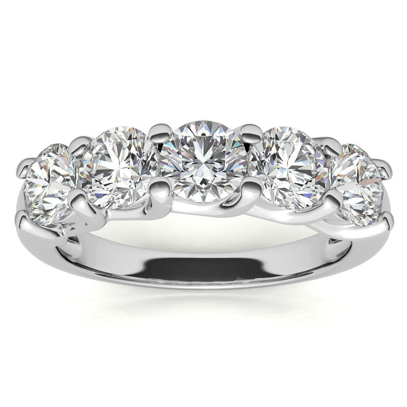 5-Stone Moissanite Shared-Prong Trellis Ring 4.5mm 1.66ct