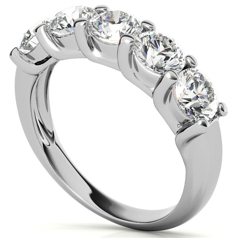 5-Stone Moissanite Shared-Prong Trellis Ring 4.5mm 1.66ct