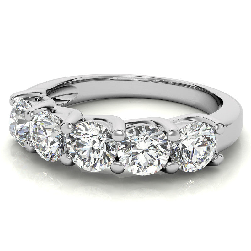 5-Stone Moissanite Shared-Prong Trellis Ring 4.5mm 1.66ct
