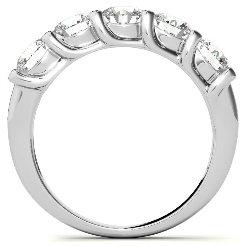 5-Stone Moissanite Shared-Prong Trellis Ring 4.5mm 1.66ct