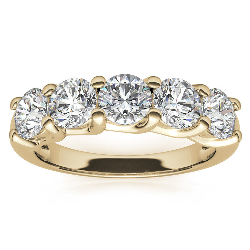 5-Stone Moissanite Shared-Prong Trellis Ring 4.5mm 1.66ct