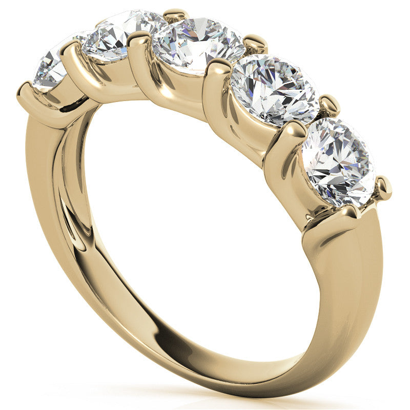 5-Stone Moissanite Shared-Prong Trellis Ring 4.5mm 1.66ct