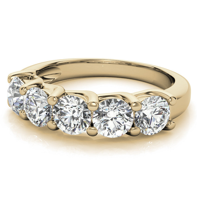 5-Stone Moissanite Shared-Prong Trellis Ring 4.5mm 1.66ct