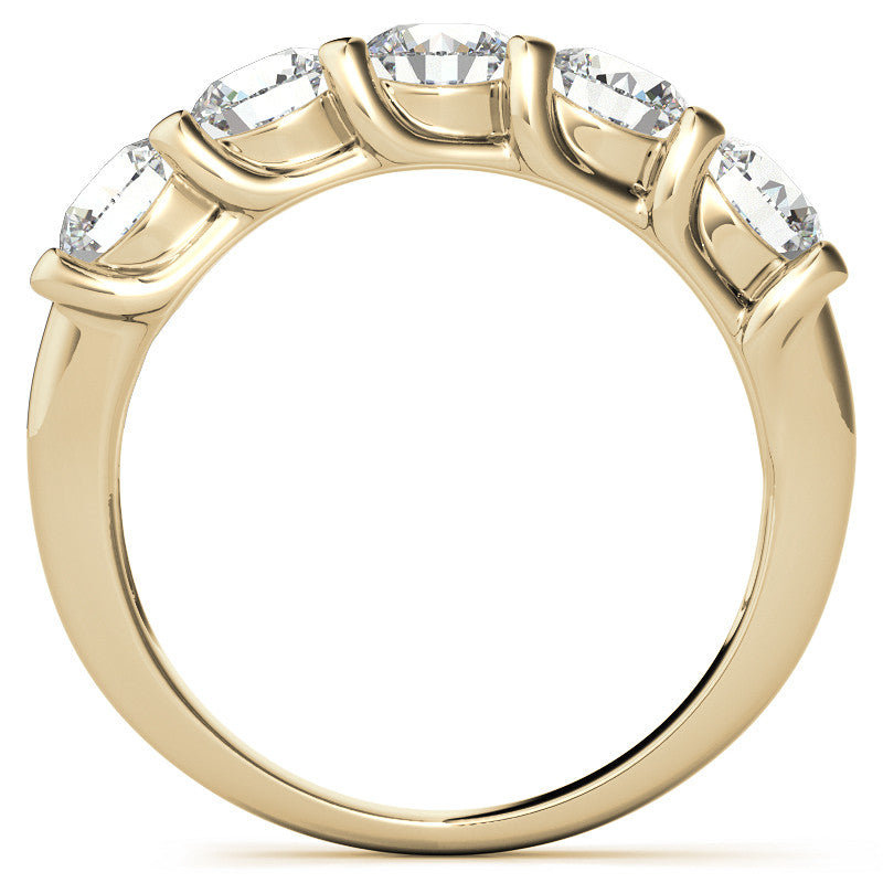 5-Stone Moissanite Shared-Prong Trellis Ring 4.5mm 1.66ct