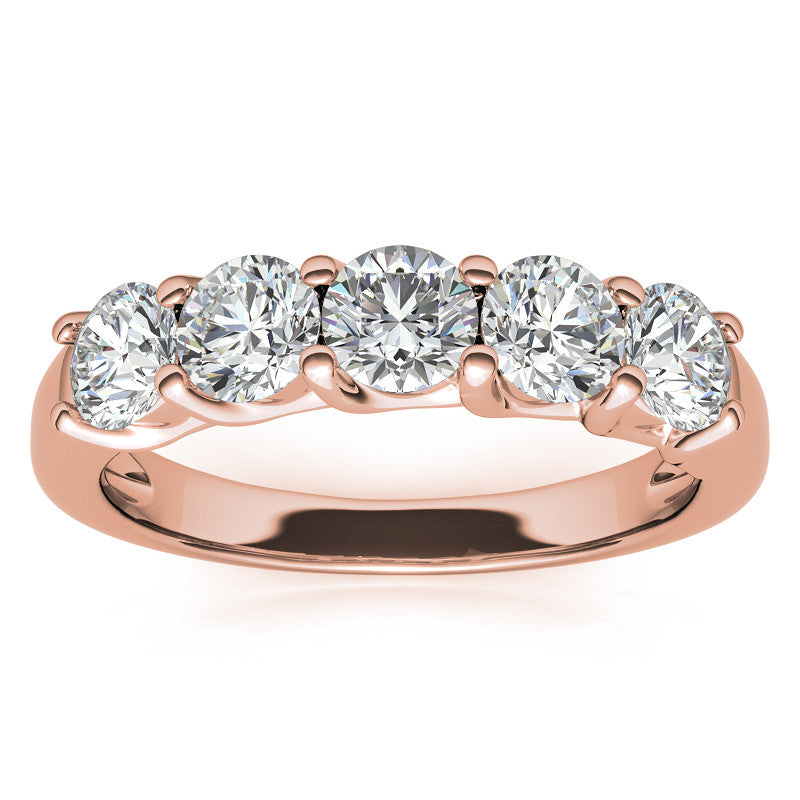 5-Stone Moissanite Shared-Prong Trellis Ring 4mm 1.25ct tw