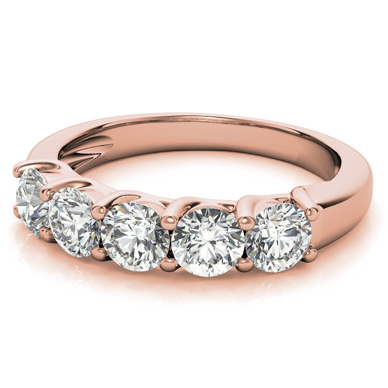 5-Stone Moissanite Shared-Prong Trellis Ring 4mm 1.25ct tw