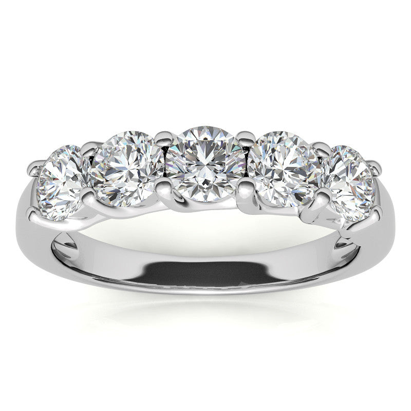 5-Stone Moissanite Shared-Prong Trellis Ring 4mm 1.25ct tw