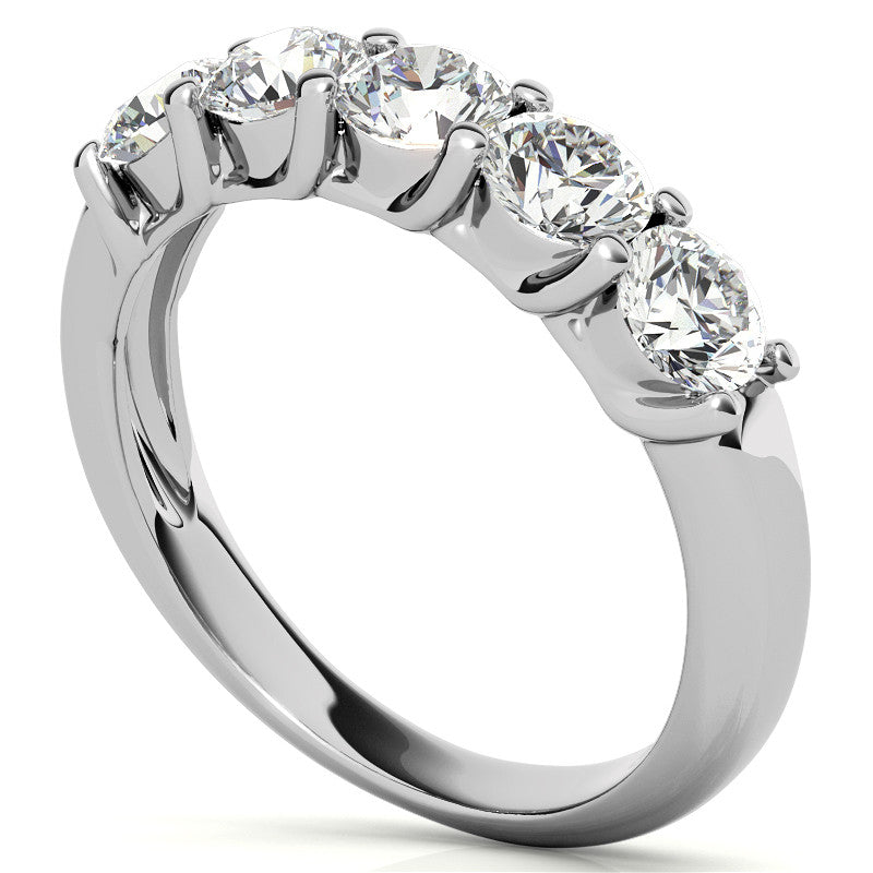 5-Stone Moissanite Shared-Prong Trellis Ring 4mm 1.25ct tw