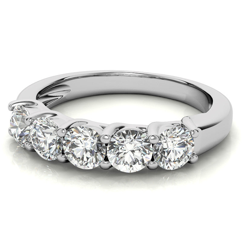 5-Stone Moissanite Shared-Prong Trellis Ring 4mm 1.25ct tw