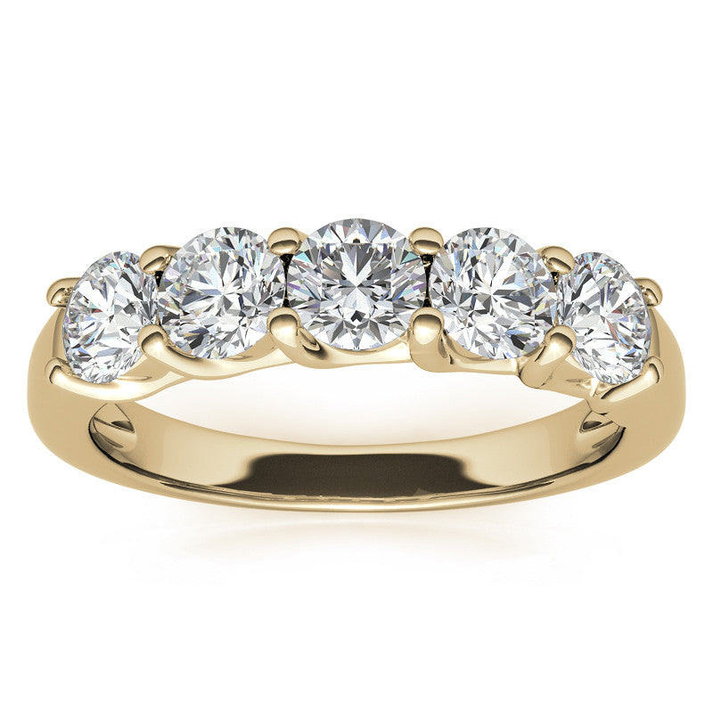 5-Stone Moissanite Shared-Prong Trellis Ring 4mm 1.25ct tw
