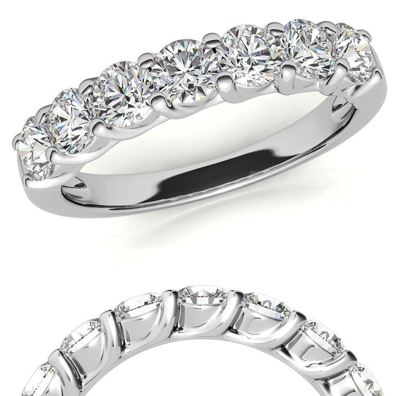 7-Stone Moissanite Shared-Prong Trellis Ring 3.5mm 0.75ct