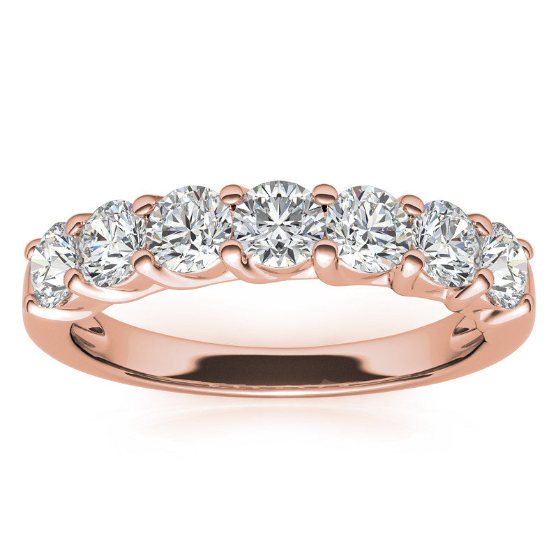 7-Stone Moissanite Shared-Prong Trellis Ring 3.5mm 0.75ct