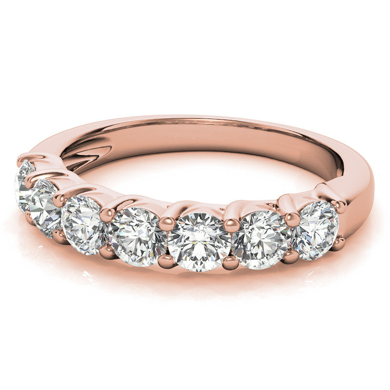 7-Stone Moissanite Shared-Prong Trellis Ring 3.5mm 0.75ct