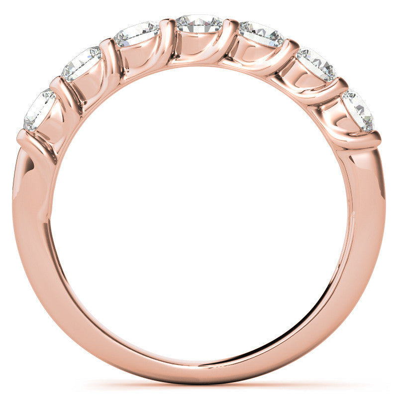 7-Stone Moissanite Shared-Prong Trellis Ring 3.5mm 0.75ct