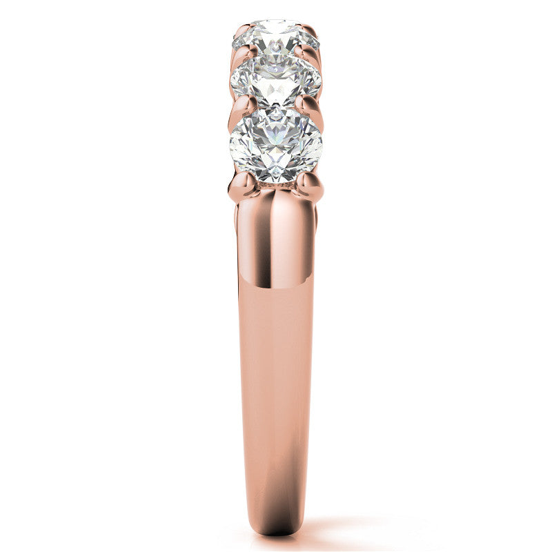 7-Stone Moissanite Shared-Prong Trellis Ring 3.5mm 0.75ct