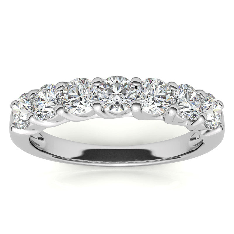 7-Stone Moissanite Shared-Prong Trellis Ring 3.5mm 0.75ct