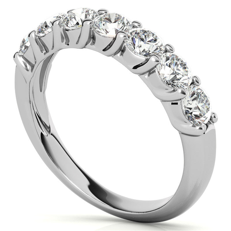 7-Stone Moissanite Shared-Prong Trellis Ring 3.5mm 0.75ct
