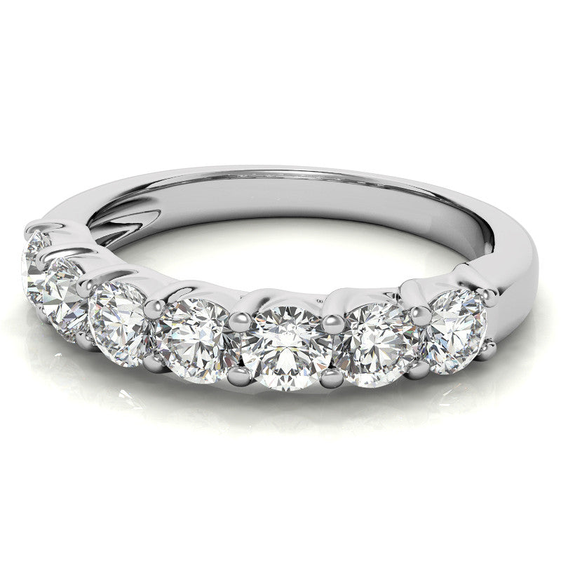 7-Stone Moissanite Shared-Prong Trellis Ring 3.5mm 0.75ct