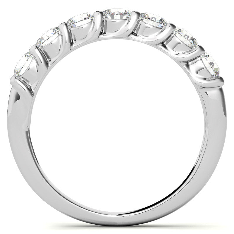 7-Stone Moissanite Shared-Prong Trellis Ring 3.5mm 0.75ct