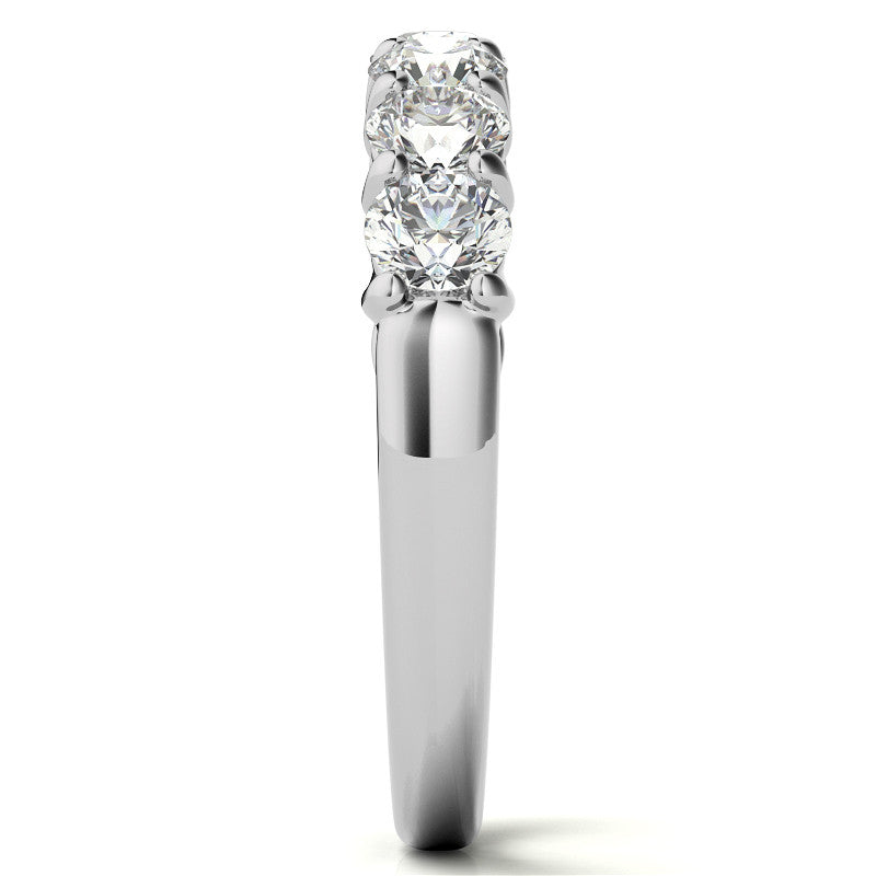 7-Stone Moissanite Shared-Prong Trellis Ring 3.5mm 0.75ct